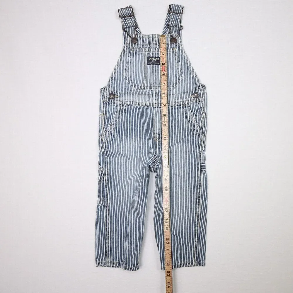 OshKosh B'Gosh VESTBAK Blue & White Pin Striped Overalls Size 18 Months